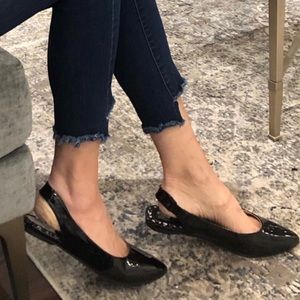 Penny Loves Kenny Black Patent flat sling back NWT